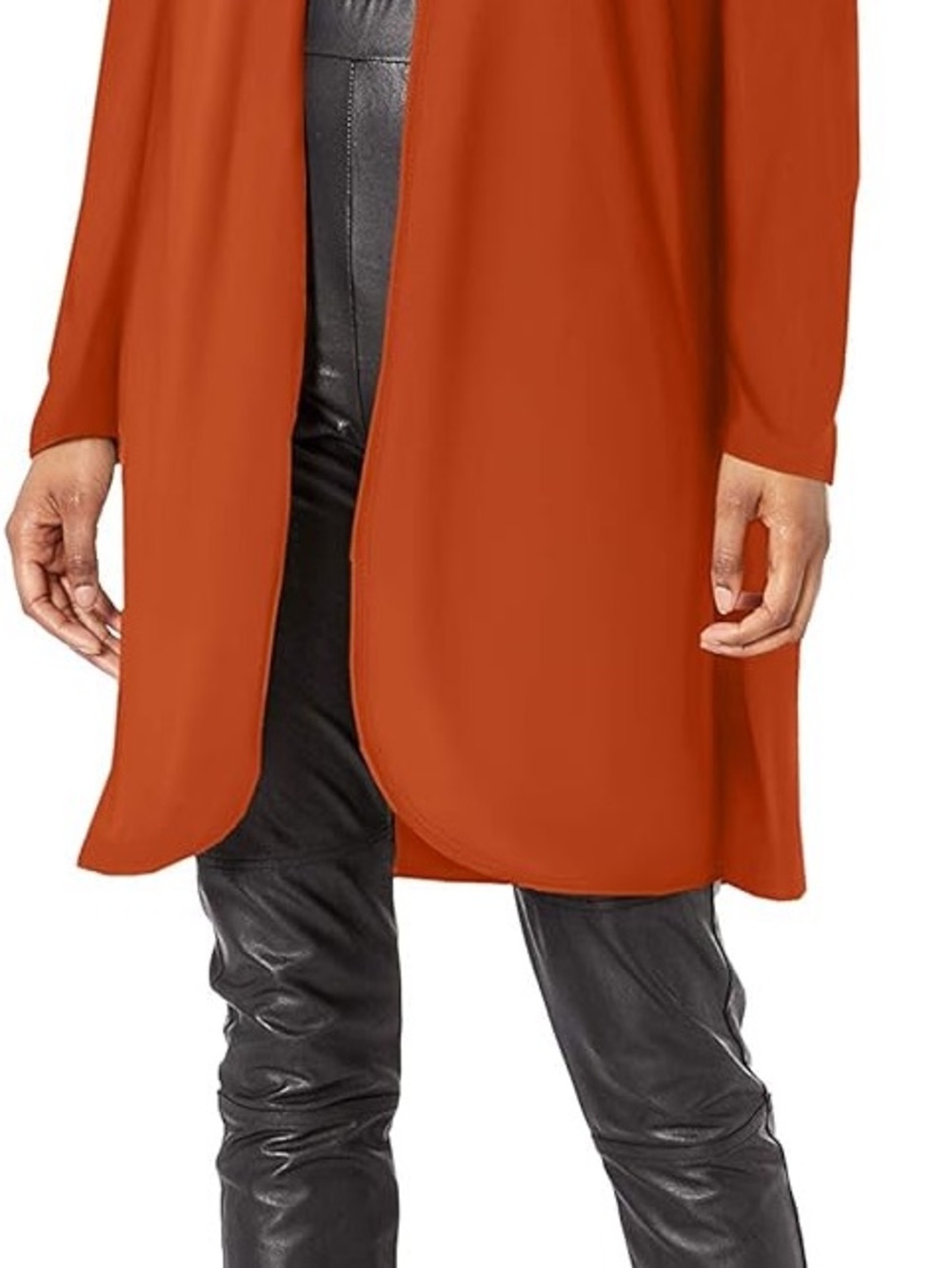 Star Vixen Open-Front Longline Cardigan in Rust